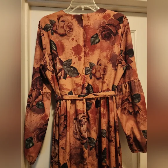 Tavin mustard yellow floral maxi dress with puffed long sleeves - Picture 5 of 9